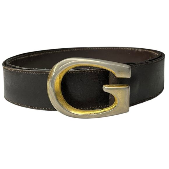 972. Gucci Gold G Leather Belt - Picture 2 of 6